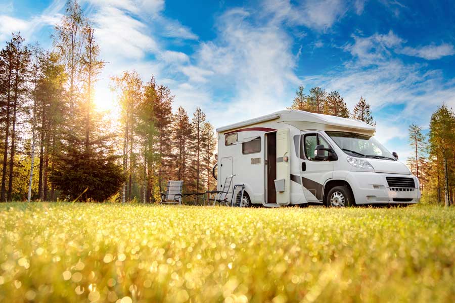 Motorhome parked in field