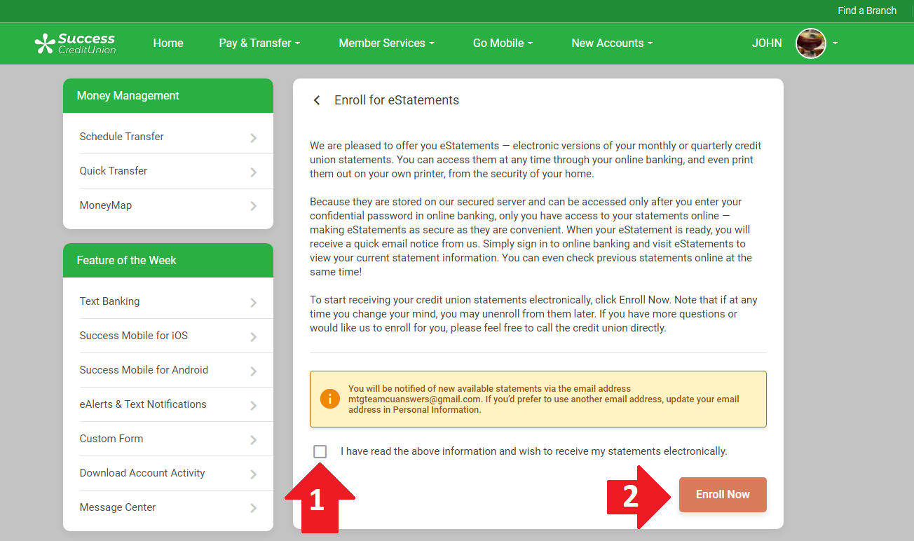 Screenshot (431) Red arrow pointing at "eStatements"