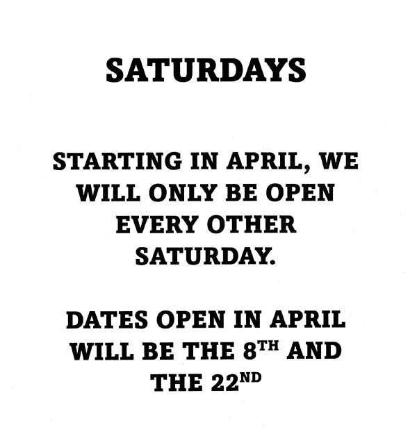 new saturday hours
